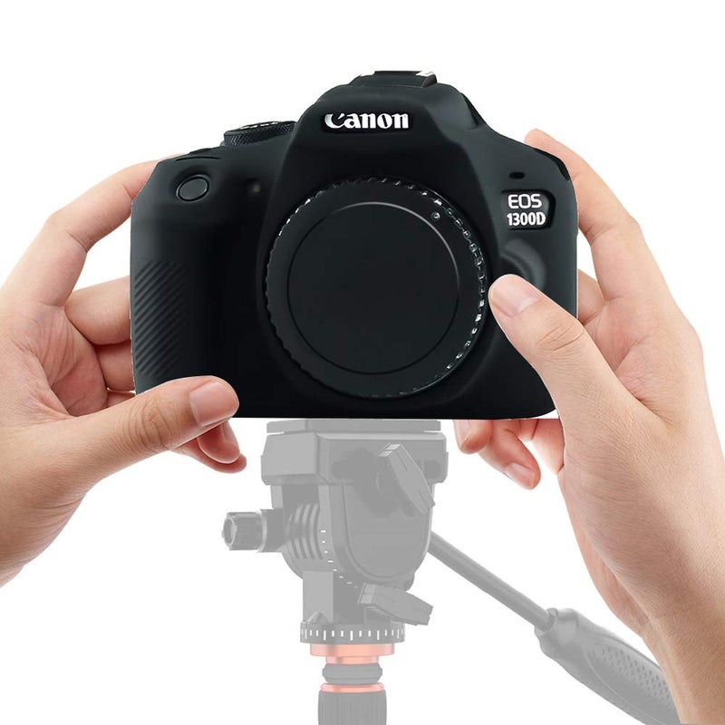 Yisau حافظة كاميرا ييساو لكاميرا كانون EOS Rebel T6 T7، غلاف كاميرا من مطاط السيليكون قابل للفك للحماية لكاميرا EOS 1300D Rebel T6/ EOS 1500D Rebel T7 KISS X90 (أسود) - Image 4